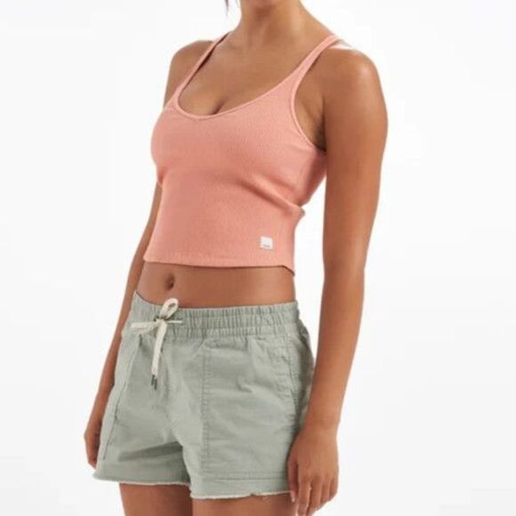 Vuori VW189 Women's Sz L Light Cinnamon/Light Coral Rib Crop Tank Top - Picture 12 of 13
